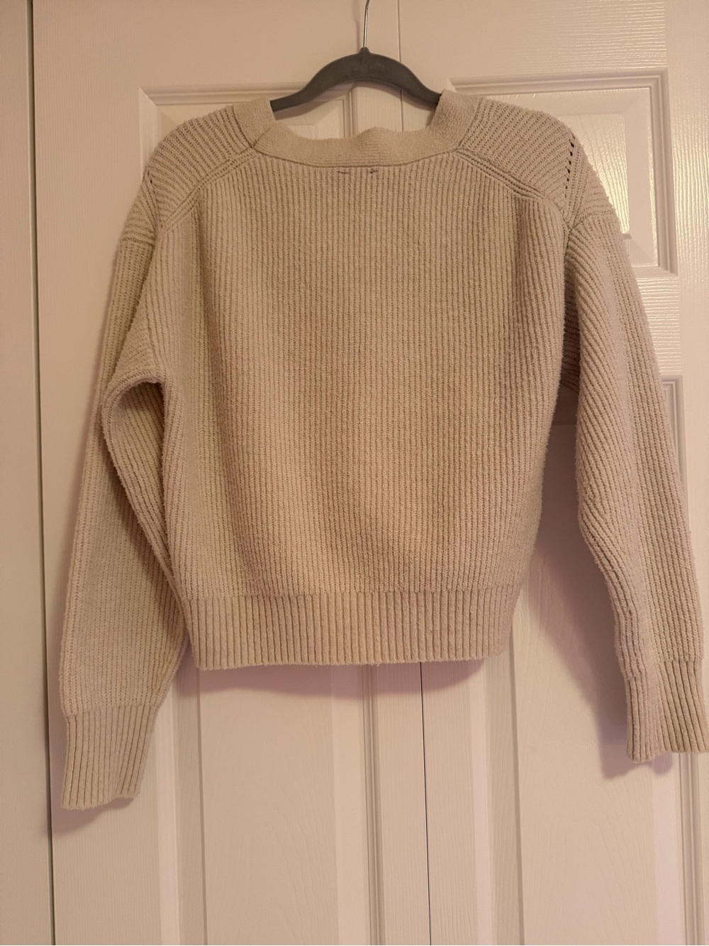 Dynamite Cream V-Neck Ribbed Button Cardigan - Picture 3 of 5